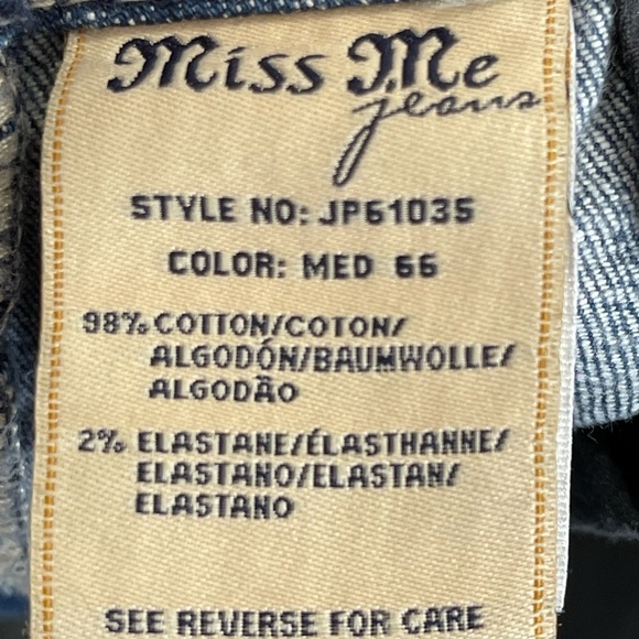 Miss Me size 27 bling rocker western Y2K embellished white stitching denim jeans - Picture 4 of 16